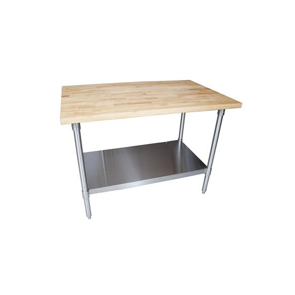 Bk Resources Hard Maple Flat Top Table W/Galvanized Undershelf Oil Finish 60"Lx30"W MFTG-6030 - main